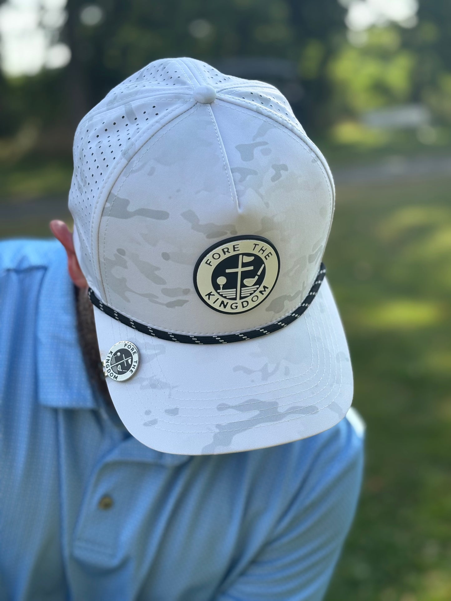 White Camo - Fore The Kingdom Performance Golf Rope Hat