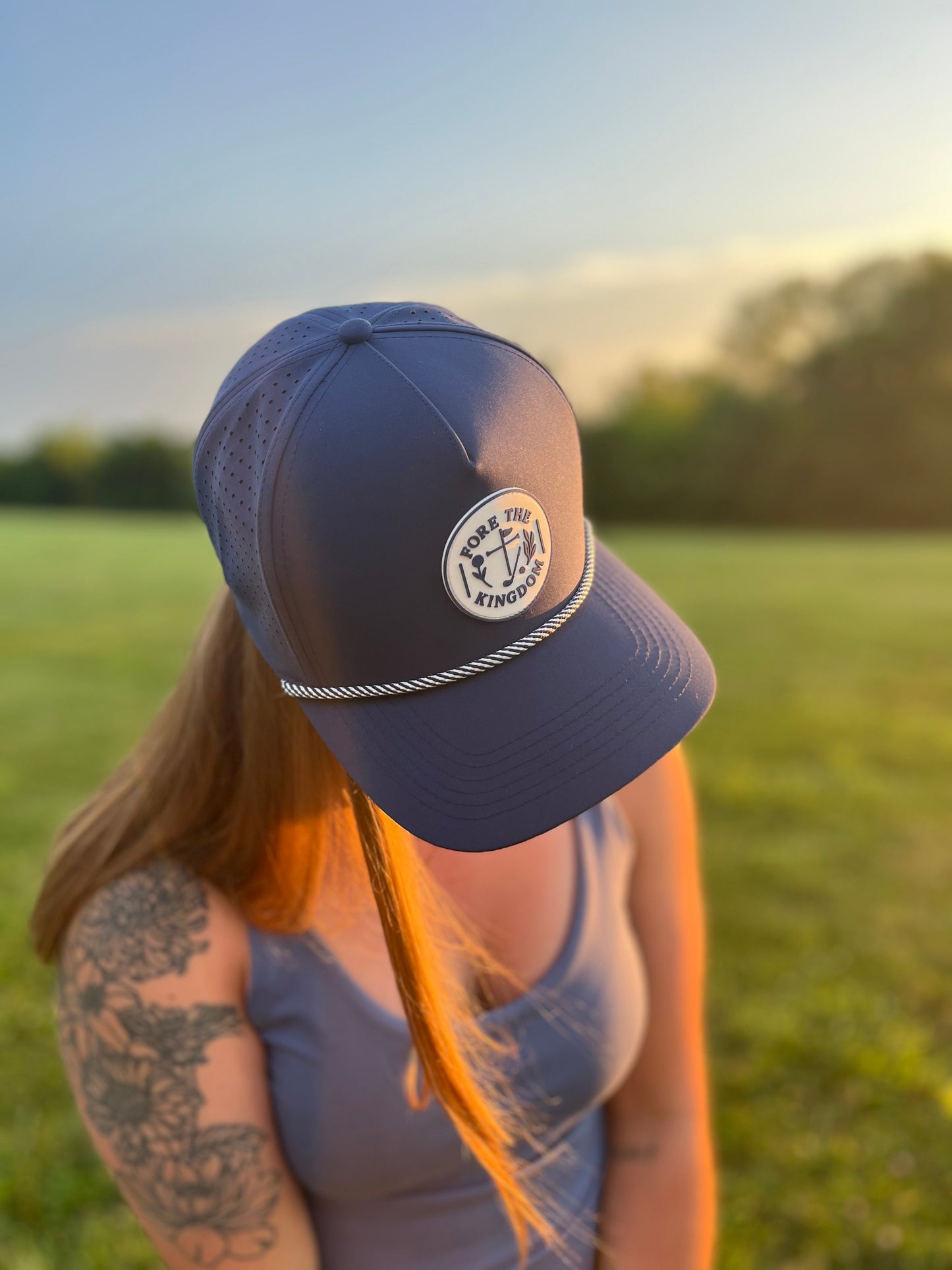 Navy Blue - Fore The Kingdom Performance Golf Rope Hat
