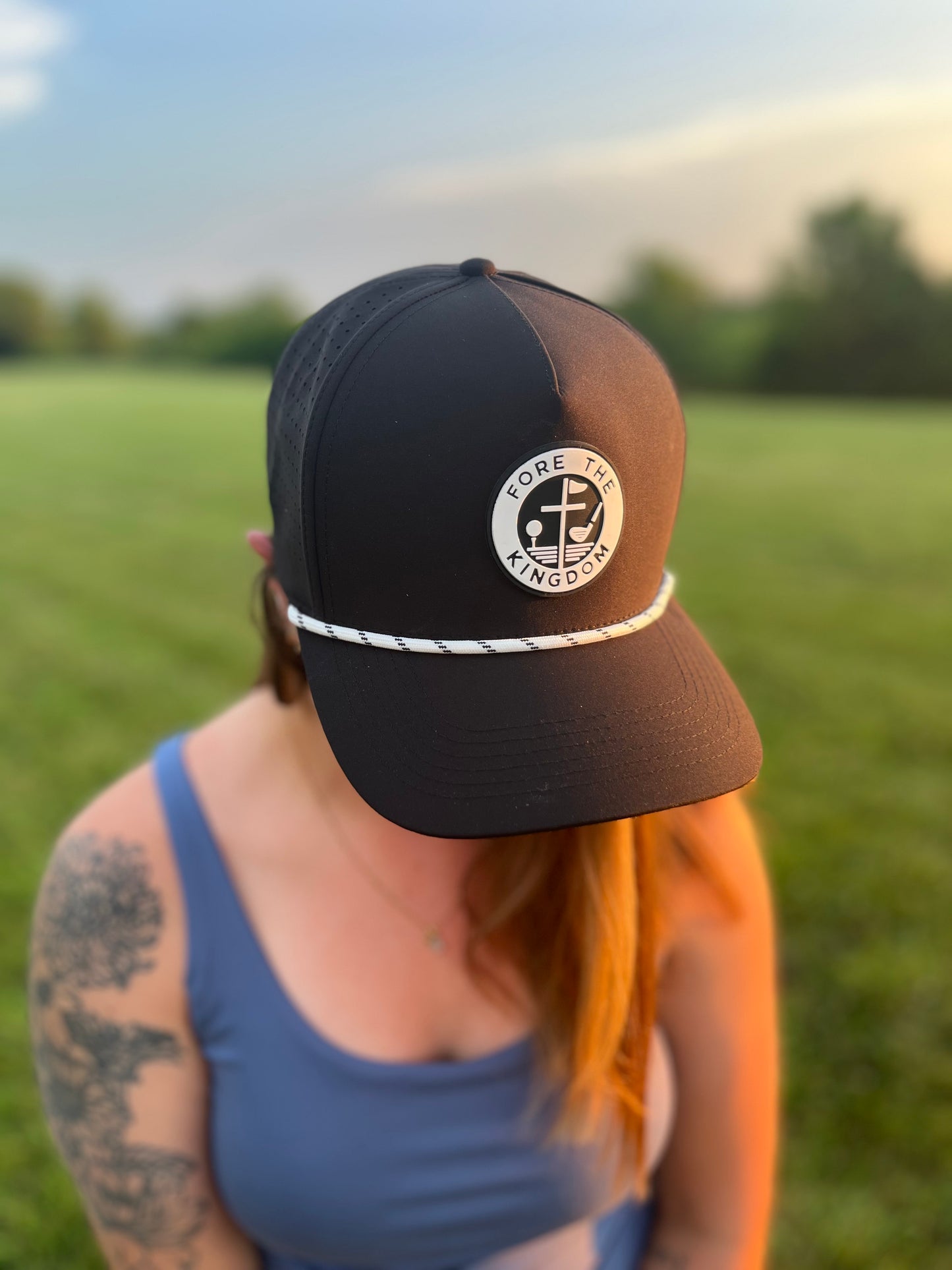 Black - Fore The Kingdom Performance Golf Rope Hat