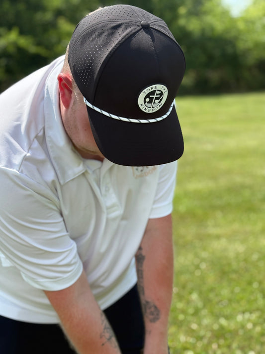 Black - Fore The Kingdom Performance Golf Rope Hat