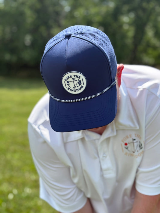 Navy Blue - Fore The Kingdom Performance Golf Rope Hat