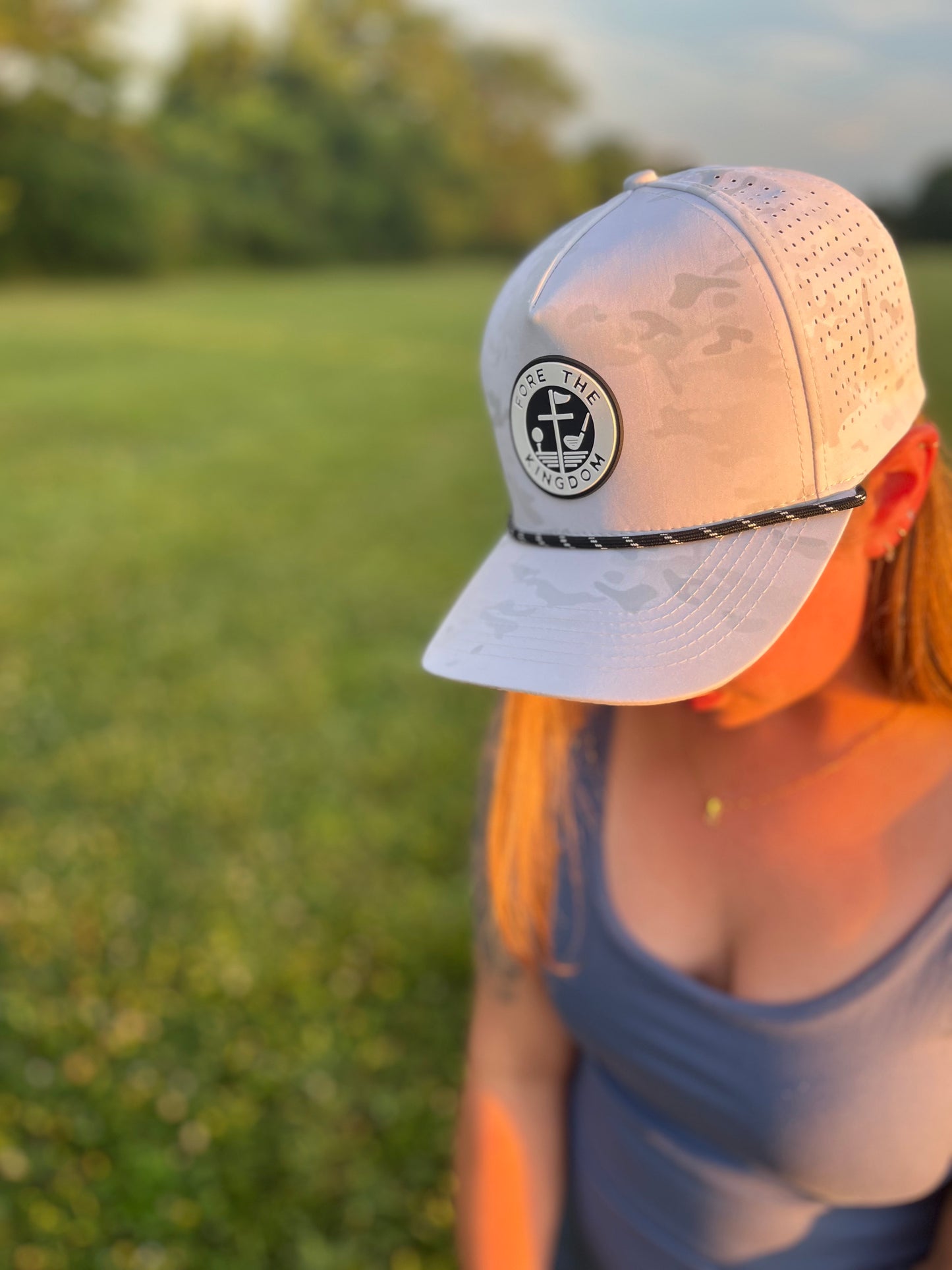 White Camo - Fore The Kingdom Performance Golf Rope Hat
